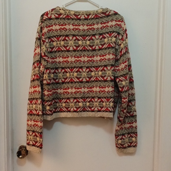 L.L. Bean Sweaters L.L. Bean Multi Color Cardigan Sweater. Sage Red yellow - Picture 4 of 5